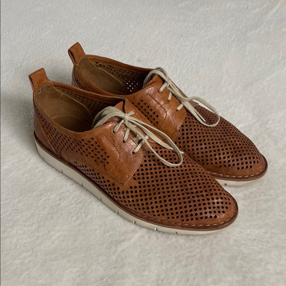 Trask Brown Oxford Woven Leather Shoes